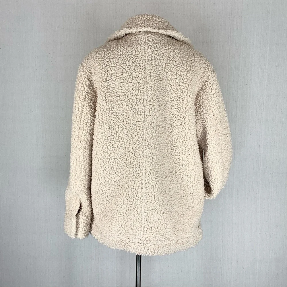 Knox Rose~Women’s Cream Sherpa/Teddy Snap Front Collared Jacket/Coat~Sz S - Picture 7 of 14